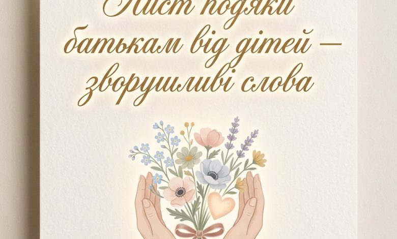 Лист подяки батькам від дітей — зворушливі слова