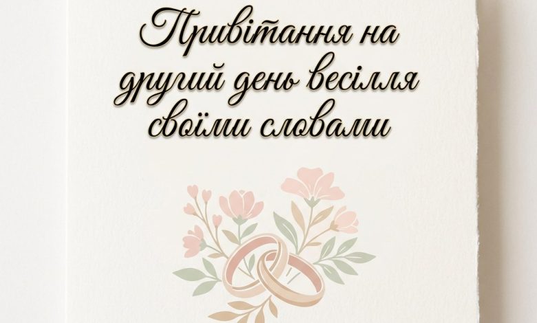 Привітання на другий день весілля своїми словами