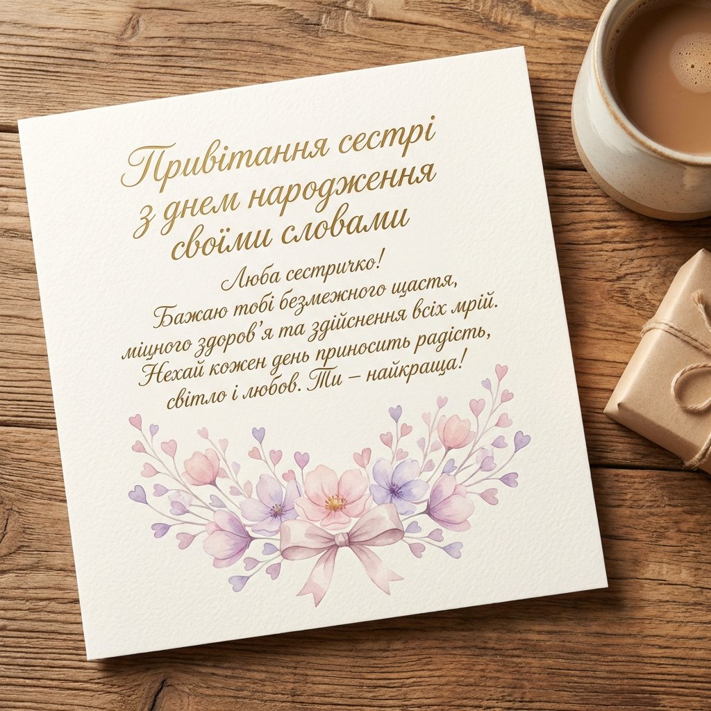 Привітання сестрі з днем народження своїми словами
