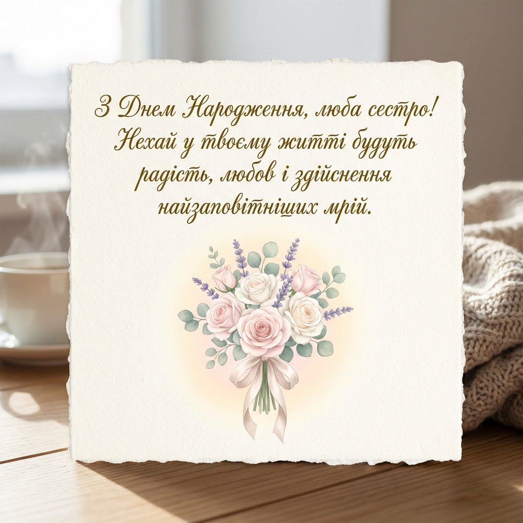 Привітання сестрі з днем народження своїми словами