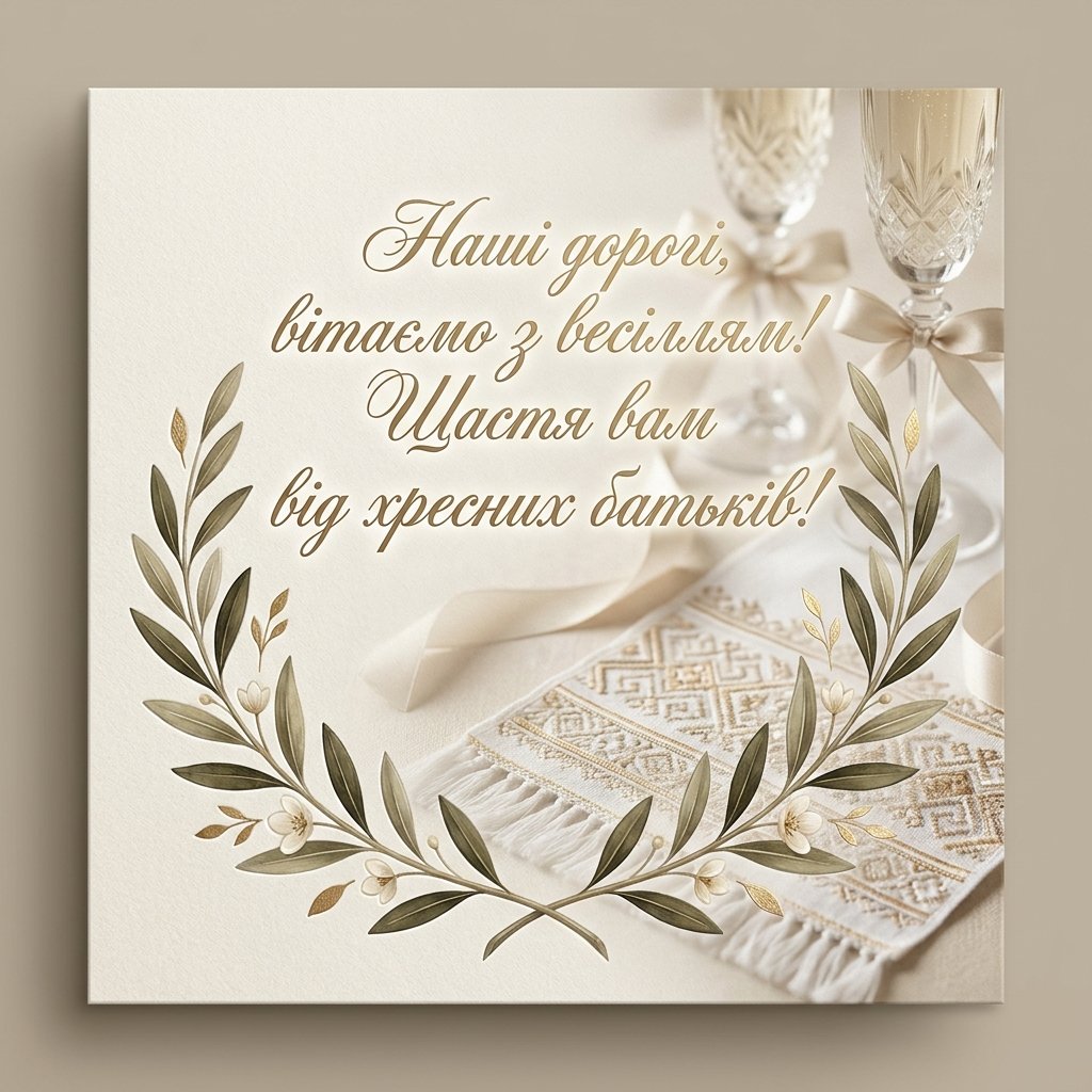 Привітання на весілля від хрещених батьків