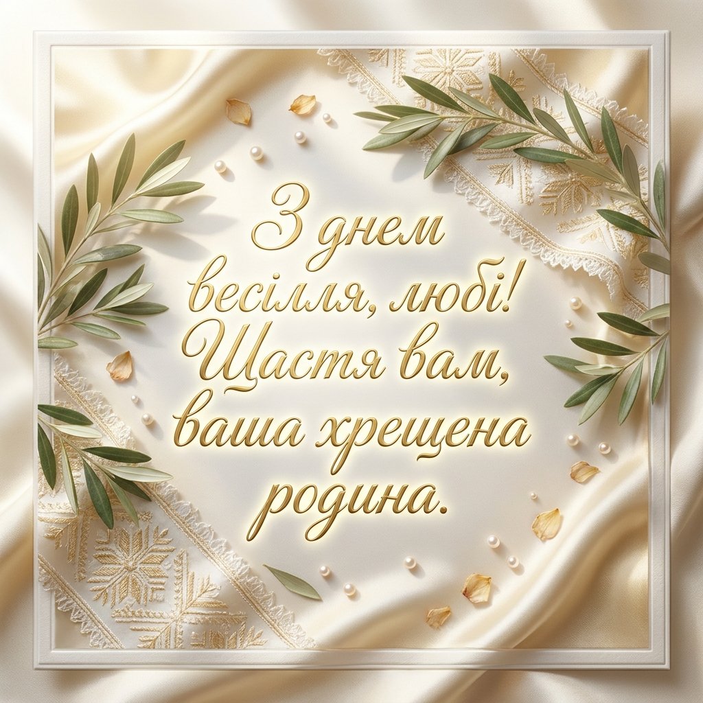 Привітання на весілля від хрещених батьків