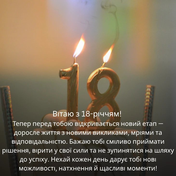 Привітання з 18-річчям дорослої дитини від батьків